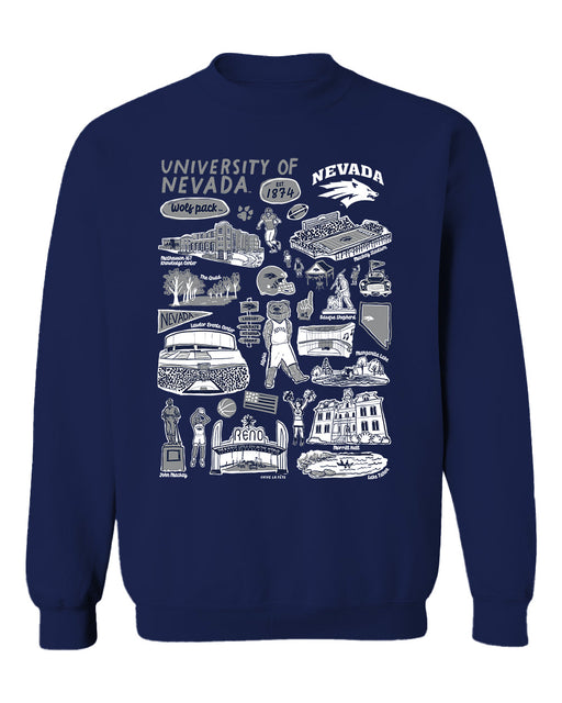 Nevada Wolfpack UNR Vive La Fete Impressions Navy Cotton Crewneck Sweatshirt for Women