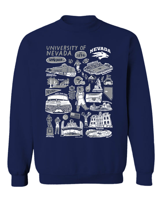 Nevada Wolfpack UNR Vive La Fete Impressions Navy Cotton Crewneck Sweatshirt for Women