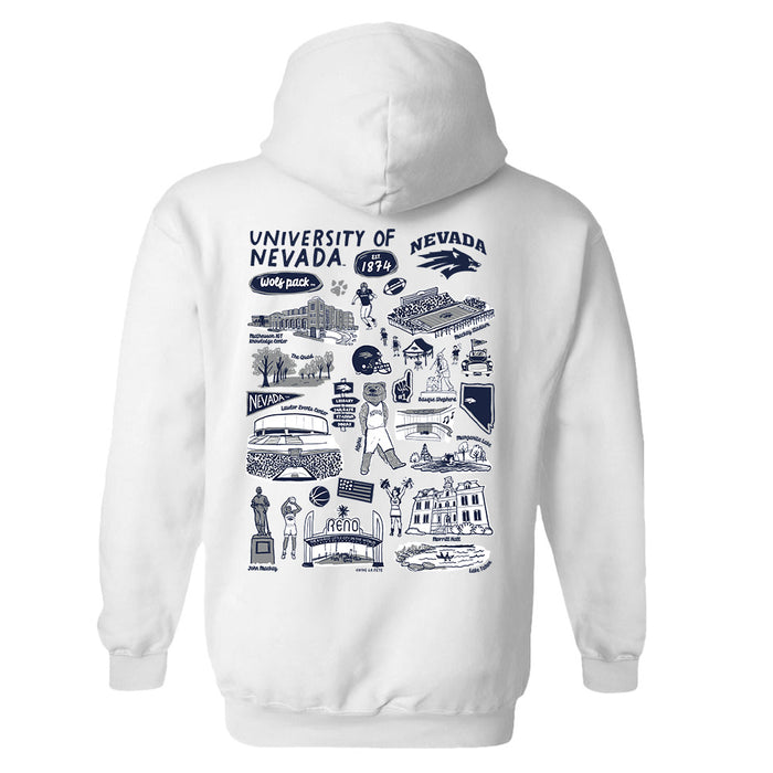 University of Nevada Reno Wolfpack Hand Sketched Artwork Cotton Fleece Women Hoodie - Vive La Fête - Online Apparel Store