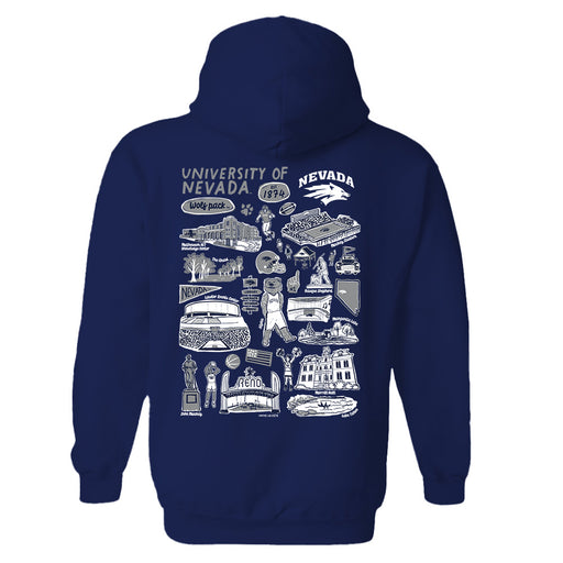 University of Nevada Reno Wolfpack Hand Sketched Artwork Cotton Fleece Women Hoodie - Vive La Fête - Online Apparel Store