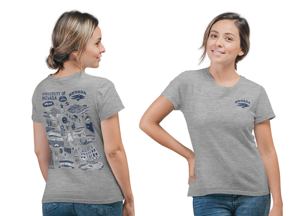 Nevada Wolfpack UNR Vive La Fete Impressions Artwork Womens Cotton Tshirt - Vive La Fête - Online Apparel Store