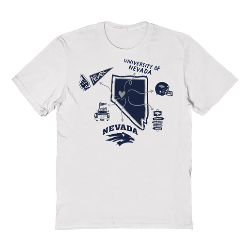 Nevada Wolfpack UNR Hand Sketched Vive La Fete Impressions Icones White T-shirt for Women