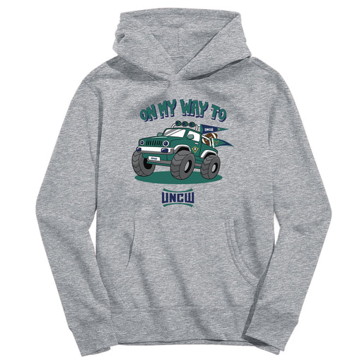 University of North Carolina Seahawks UNCW On My Way Monster Truck Heather Grey Cotton Youth Hoodie