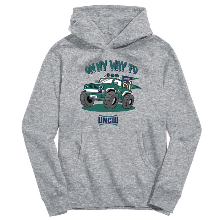 University of North Carolina Seahawks UNCW On My Way Monster Truck Heather Grey Cotton Youth Hoodie