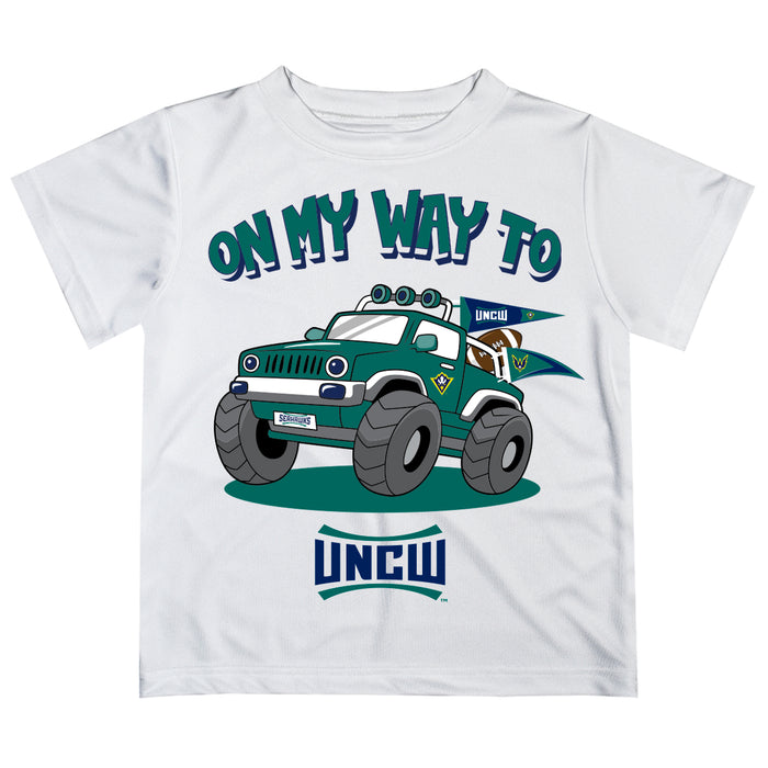University of North Carolina Seahawks UNCW Vive La Fete Monster Truck Boys Game Day White Short Sleeve Tee