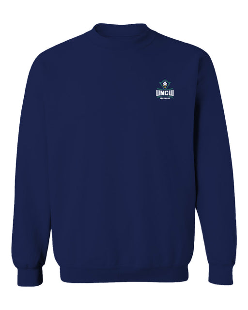University of North Carolina Seahawks UNCW Hand Sketched Vive La Fete Impressions Artwork Navy Crew Neck Sweatshirt for