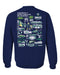 University of North Carolina Seahawks UNCW Hand Sketched Vive La Fete Impressions Artwork Navy Crew Neck Sweatshirt for - Vive La Fête - Online Apparel Store