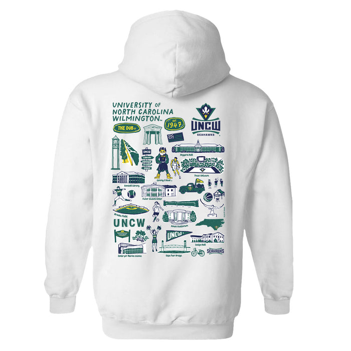 UNC Wilmington Seahawks UNCW Hand Sketched Vive La Fete Impressions Artwork Navy Cotton Fleece Long Sleeve Hoodie - Vive La Fête - Online Apparel Store
