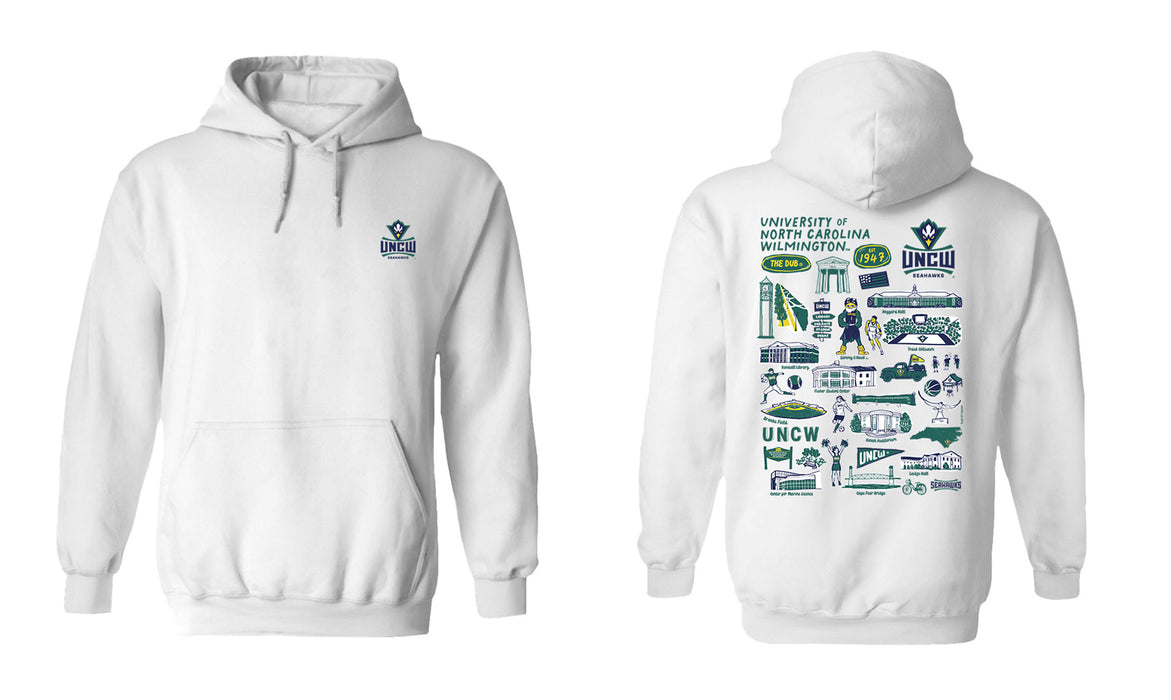UNC Wilmington Seahawks UNCW Hand Sketched Vive La Fete Impressions Artwork Navy Cotton Fleece Long Sleeve Hoodie - Vive La Fête - Online Apparel Store