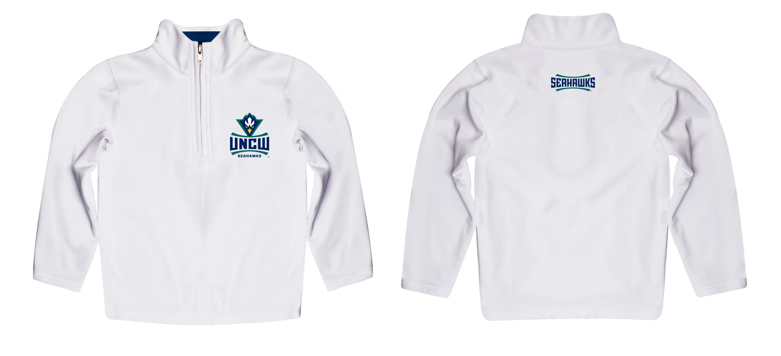 UNC Wilmington Seahawks Vive La Fete Logo and Mascot Name Womens White Quarter Zip Pullover - Vive La Fête - Online Apparel Store