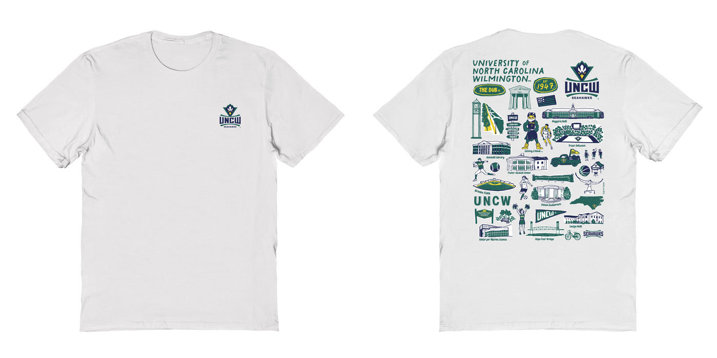 UNC Wilmington Seahawks UNCW Vive La Fete Impressions Artwork Navy Womens Cotton Tshirt - Vive La Fête - Online Apparel Store