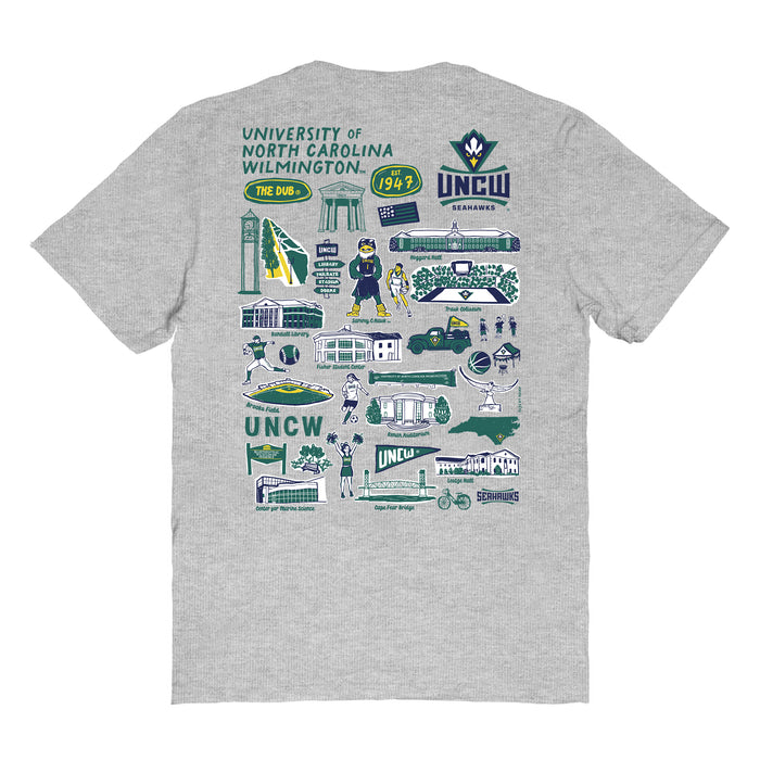 UNC Wilmington Seahawks UNCW Vive La Fete Impressions Artwork Navy Womens Cotton Tshirt - Vive La Fête - Online Apparel Store