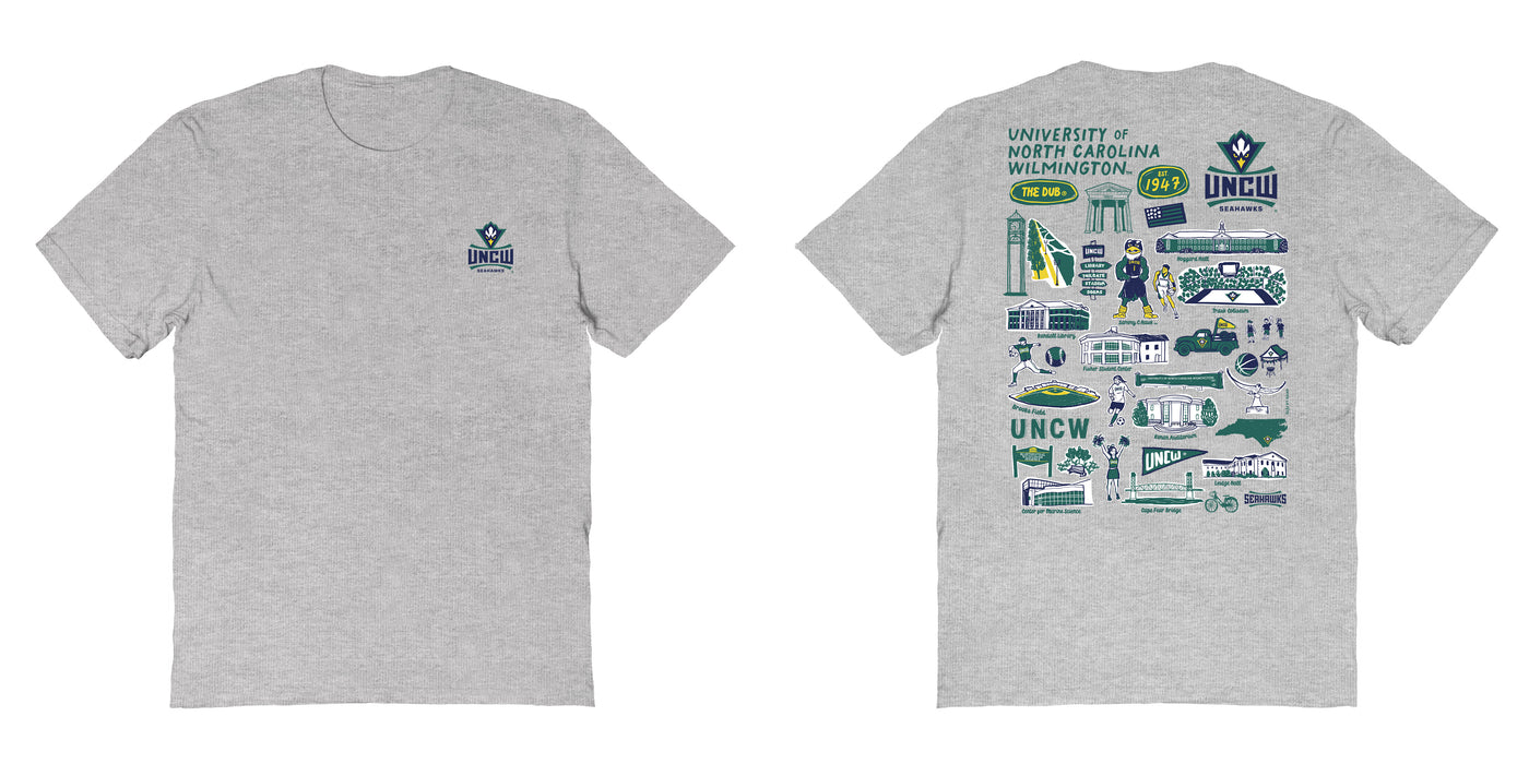 UNC Wilmington Seahawks UNCW Vive La Fete Impressions Artwork Navy Womens Cotton Tshirt - Vive La Fête - Online Apparel Store