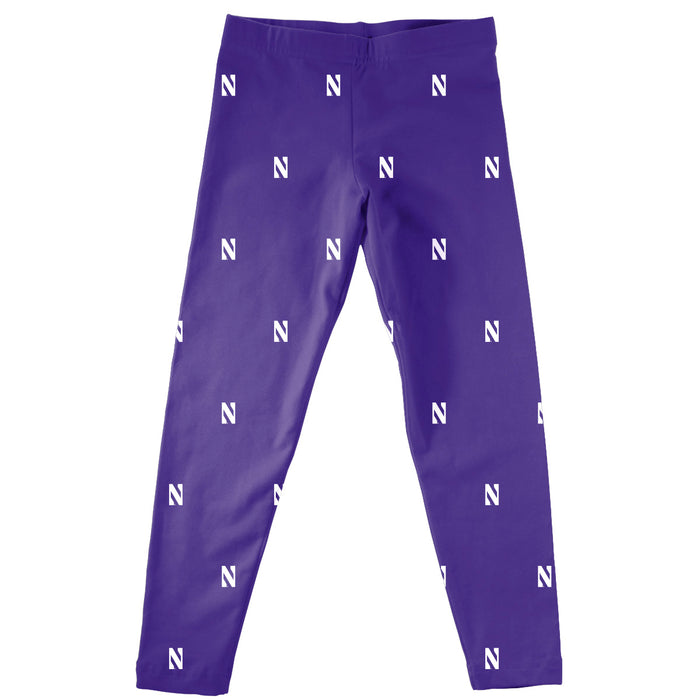 Northwestern Wildcats Vive La Fete Girls Game Day All Over Logo Elastic Waist Classic Play Purple Leggings Tights
