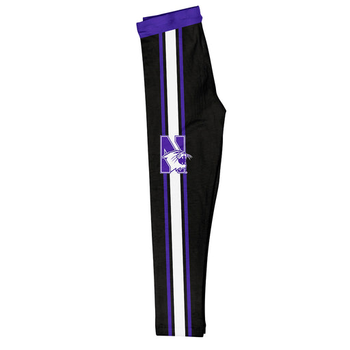 Northwestern University Wildcats Vive La Fete Girls Game Day Black with Purple Stripes Leggings Tights - Vive La Fête - Online Apparel Store
