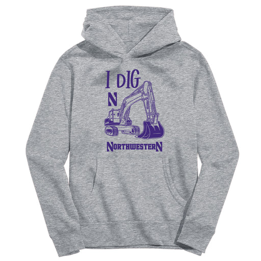 Northwestern Wildcats Excavator Heather Grey Cotton Youth Hoodie