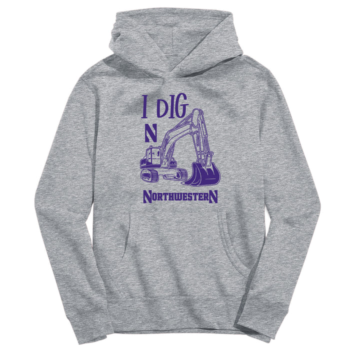 Northwestern Wildcats Excavator Heather Grey Cotton Youth Hoodie