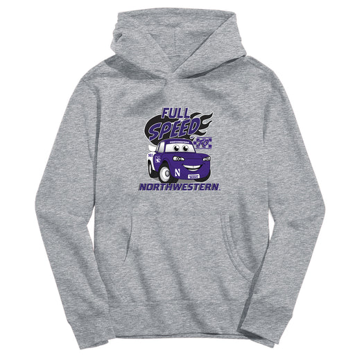 Northwestern Wildcats Full Speed Heather Grey Cotton Youth Hoodie