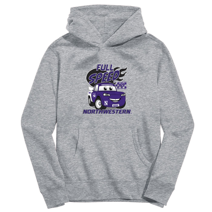 Northwestern Wildcats Full Speed Heather Grey Cotton Youth Hoodie