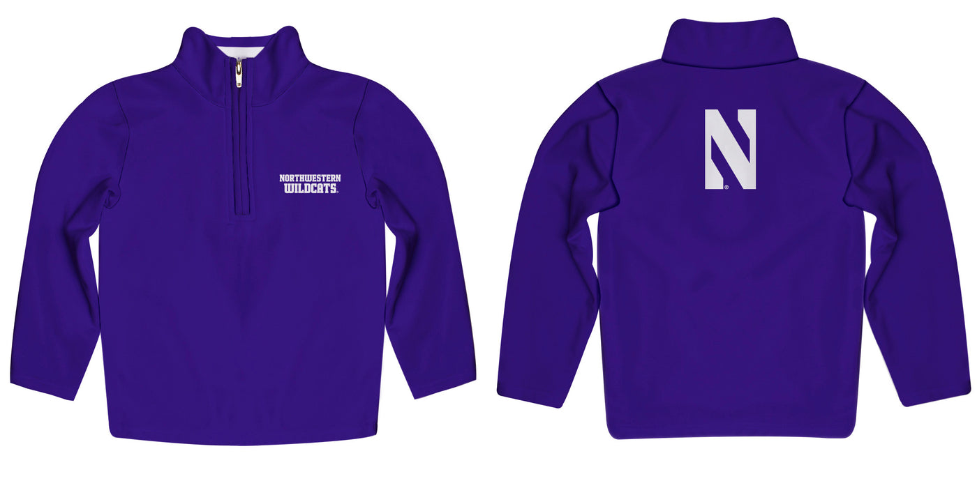 Northwestern University Wildcats Vive La Fete Game Day Solid Purple Quarter Zip Pullover Sleeves - Vive La Fête - Online Apparel Store