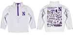 Northwestern Wildcats Hand Sketched Vive La Fete Impressions Artwork White Boys Quarter Zip Pullover V1 - Vive La Fête - Online Apparel Store