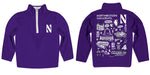 Northwestern University Wildcats Hand Sketched Vive La Fete Impressions Artwork  Purple Boys Quarter Zip Pullover V1 - Vive La Fête - Online Apparel Store