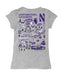 Northwestern Wildcats Hand Sketched Vive La Fete Impressions Artwork Grey Girls Cotton Short Sleeve Tee - Vive La Fête - Online Apparel Store