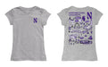 Northwestern Wildcats Hand Sketched Vive La Fete Impressions Artwork Grey Girls Cotton Short Sleeve Tee - Vive La Fête - Online Apparel Store