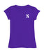 Northwestern Wildcats Hand Sketched Vive La Fete Impressions Artwork Purple Girls Cotton Short Sleeve Tee