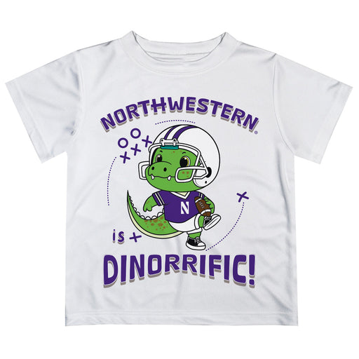 Northwestern Wildcats Vive La Fete Dinorrific Boys Game Day White Short Sleeve Tee