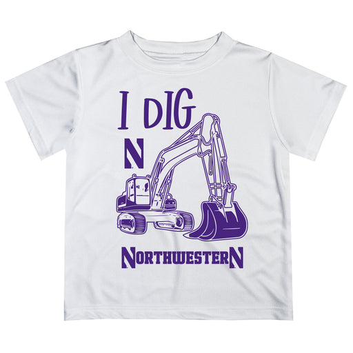 Northwestern Wildcats Vive La Fete Excavator Boys Game Day White Short Sleeve Tee