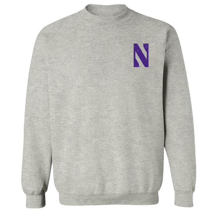 Northwestern Wildcats Hand Sketched Vive La Fete Impressions Artwork Gray Crew Neck Sweatshirt for Women