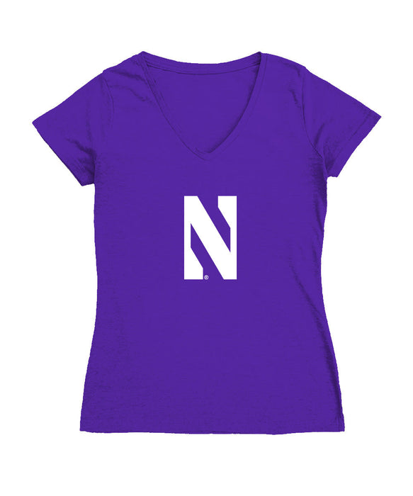 Northwestern Wildcats Women's V-neck Fitted Cotton T-Shirt Purple