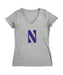 Northwestern Wildcats Women's V-neck Fitted Cotton T-Shirt Grey