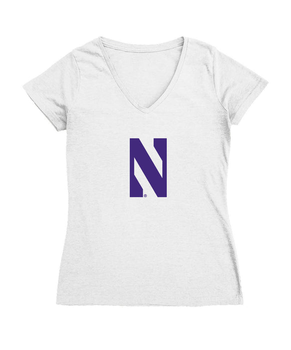 Northwestern Wildcats Women's V-neck Fitted Cotton T-Shirt White