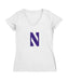 Northwestern Wildcats Women's V-neck Fitted Cotton T-Shirt White
