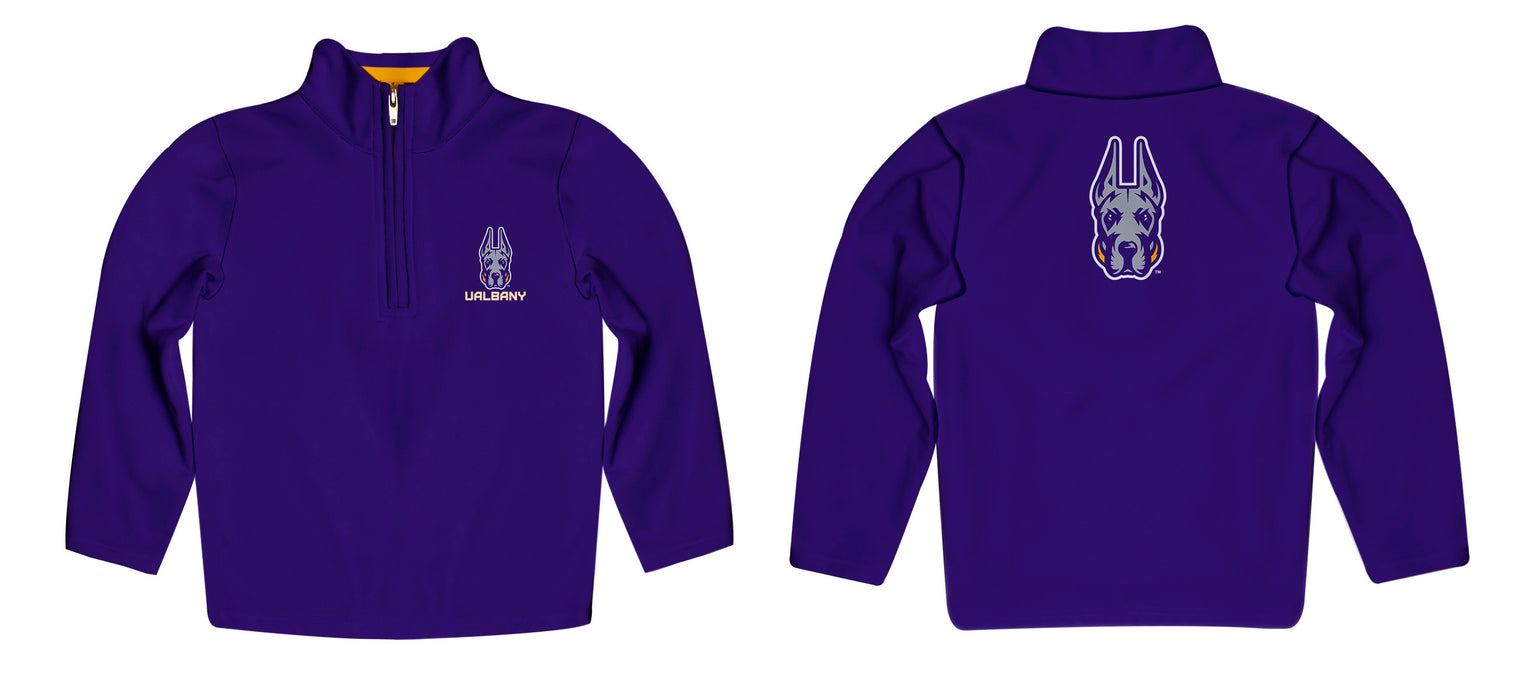 University at Albany Great Danes UALBANY  Vive La Fete Game Day Solid Gray Quarter Zip Pullover Sleeves - Vive La Fête - Online Apparel Store