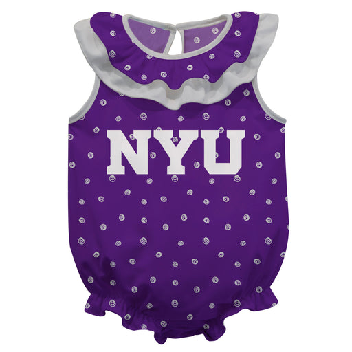 New York Violets Swirls Purple Sleeveless Ruffle Onesie Logo Bodysuit
