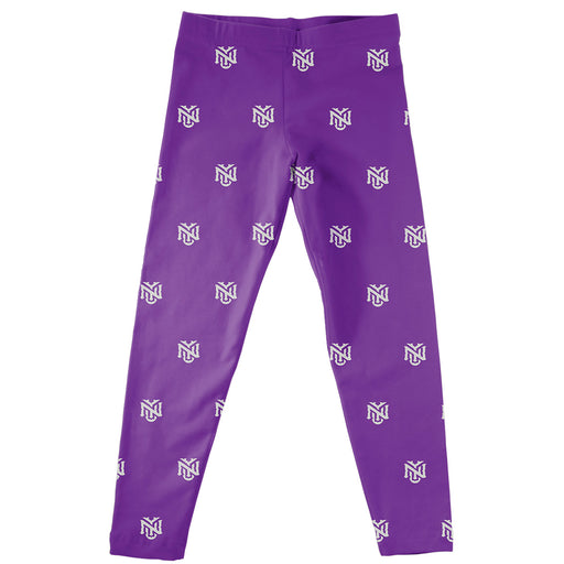 New York Violets Vive La Fete Girls Game Day All Over Logo Elastic Waist Classic Play Purple Leggings Tights