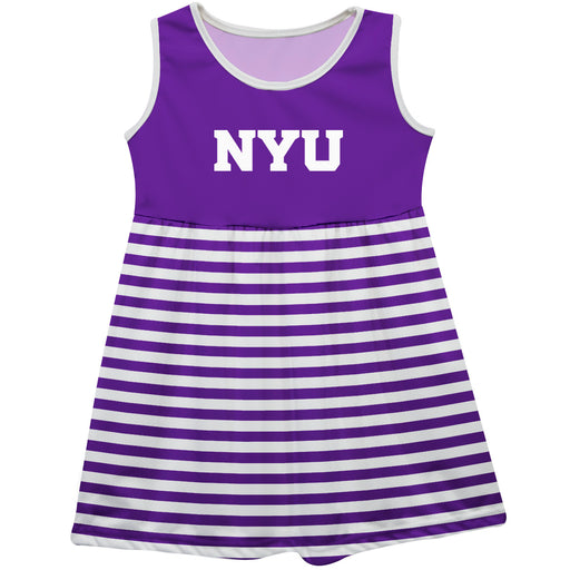 New York Violets Vive La Fete Girls Game Day Sleeveless Tank Dress Solid Purple Logo Stripes on Skirt