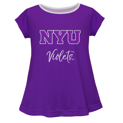 New York Violets Vive La Fete Girls Game Day Short Sleeve Purple Top with School Logo and Name