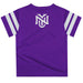 New York Violets Vive La Fete Boys Game Day Purple Short Sleeve Tee with Stripes on Sleeves - Vive La Fête - Online Apparel Store
