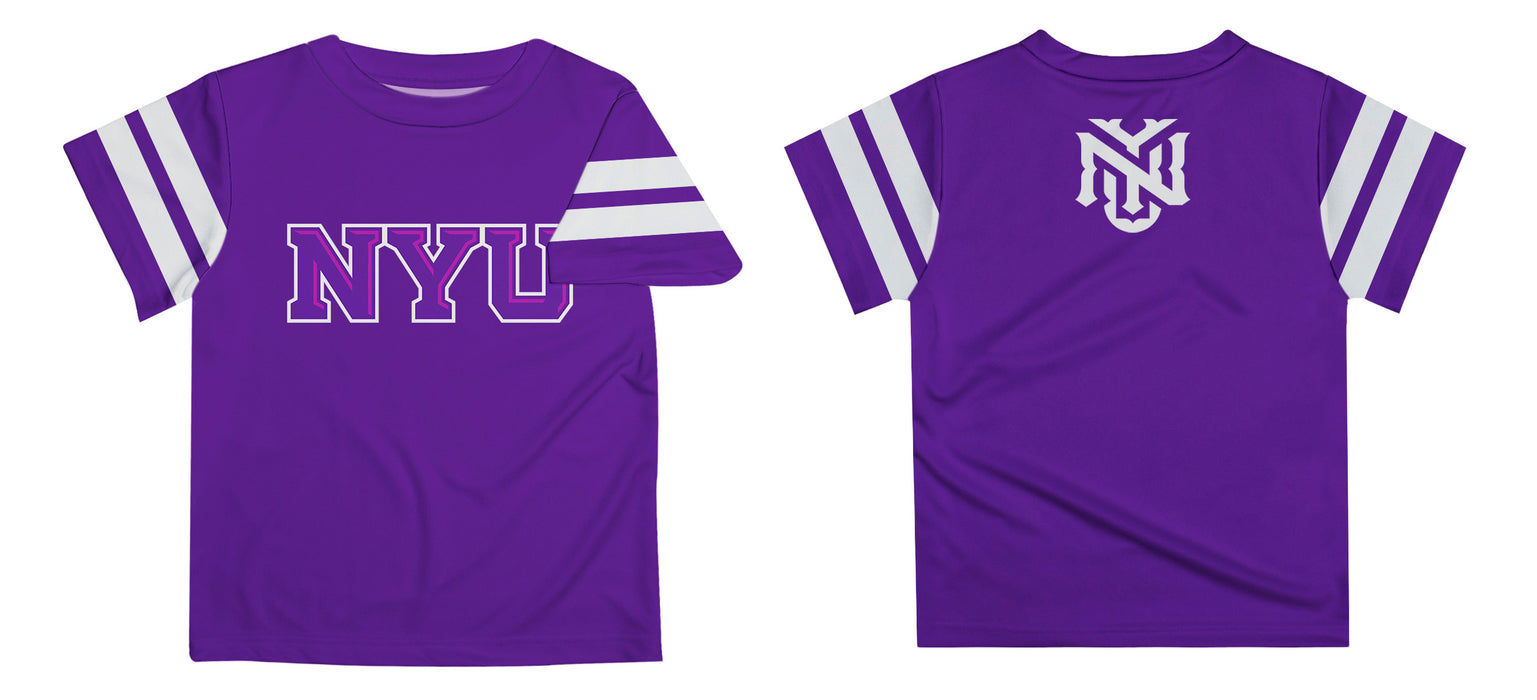 New York Violets Vive La Fete Boys Game Day Purple Short Sleeve Tee with Stripes on Sleeves - Vive La Fête - Online Apparel Store