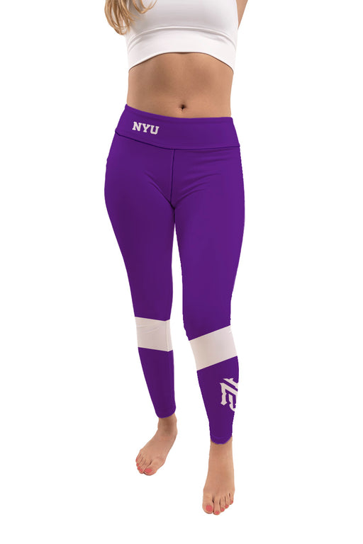 New York Violets Vive La Fete Game Day Collegiate Ankle Color Block Women Purple White Yoga Leggings