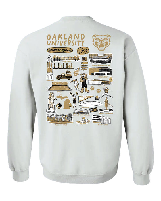Oakland Golden Grizzlies Hand Sketched Artwork Black Crewneck Sweatshirt for Women - Vive La Fête - Online Apparel Store