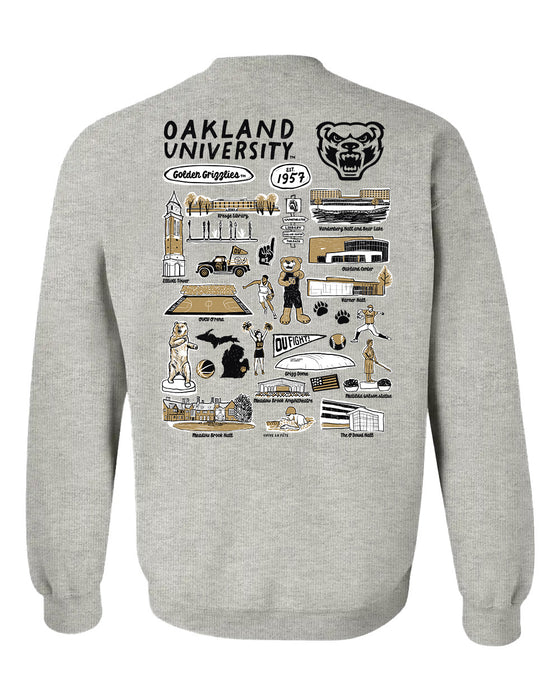 Oakland Golden Grizzlies Hand Sketched Artwork Black Crewneck Sweatshirt for Women - Vive La Fête - Online Apparel Store