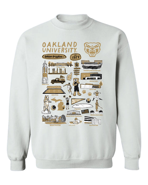 Oakland Golden Grizzlies Hand Sketched Vive La Fete Impressions White Cotton Crewneck Sweatshirt for Women