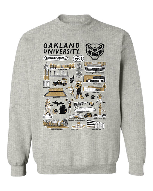 Oakland Golden Grizzlies Hand Sketched Vive La Fete Impressions Grey Cotton Crewneck Sweatshirt for Women