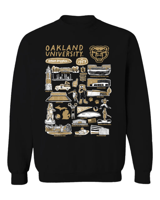 Oakland Golden Grizzlies Vive La Fete Impressions Black Cotton Crewneck Sweatshirt for Women