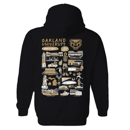 Oakland Golden Grizzlies Hand Sketched Artwork Cotton Fleece Women Hoodie - Vive La Fête - Online Apparel Store
